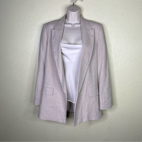 Zara Light Tan Linen Women's Oversized Blazer Size M - Picture 2 of 15